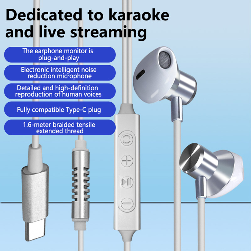 Wired Earphone Lightning - Cuffie Karaoke Cablate Tipo C con